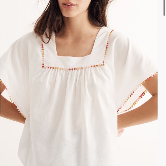 Madewell Tops - Madewell Pom-Pom Butterfly Top Blouse Size Large